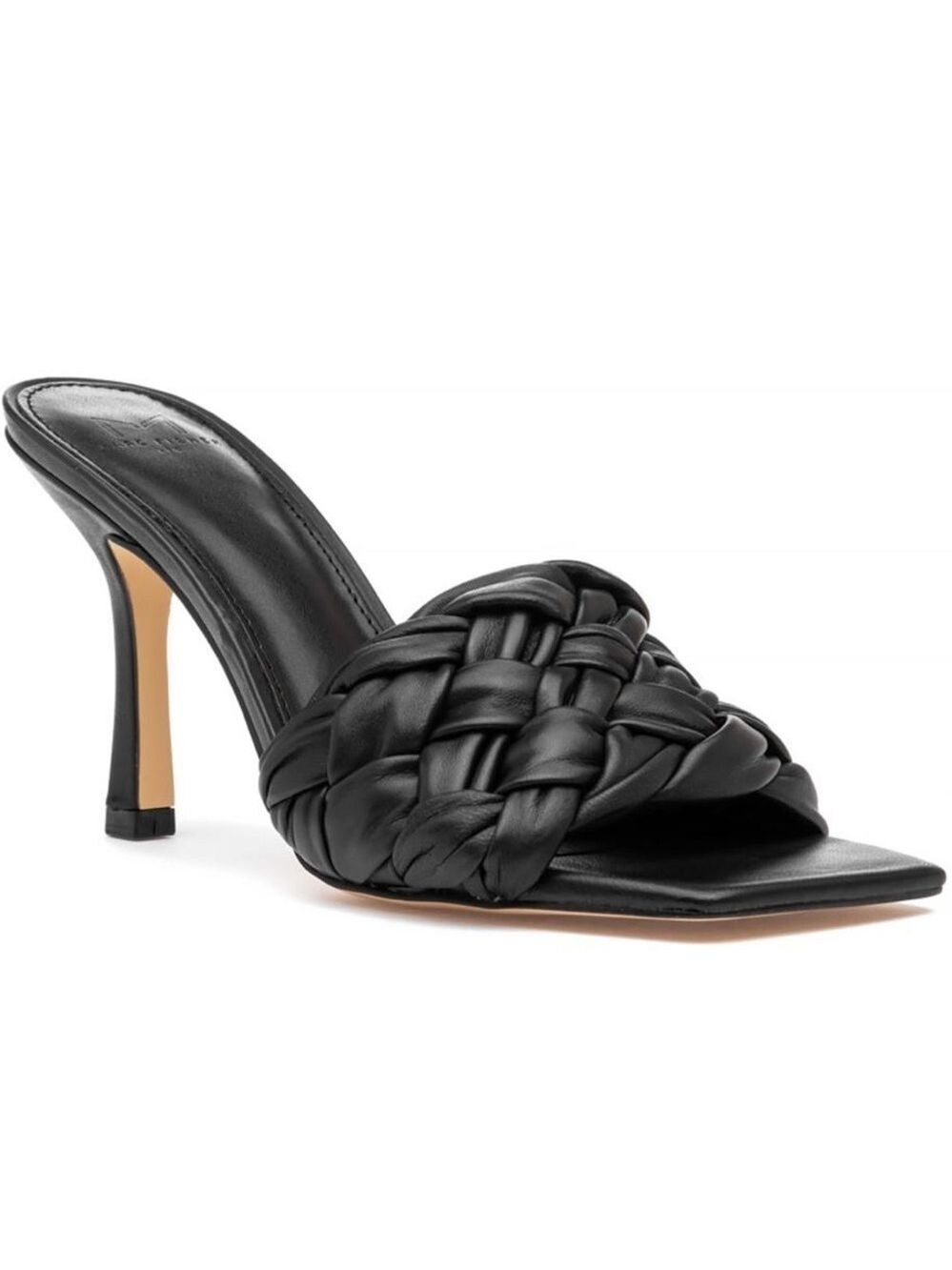 Marc Fisher Draya Woven High Heel leather Slide Sandals